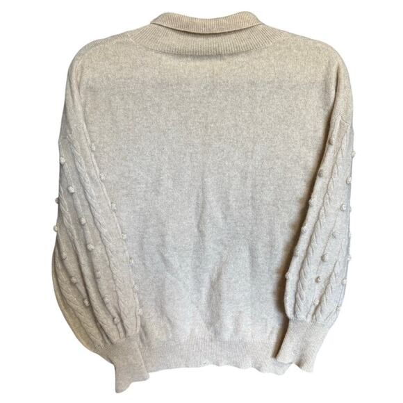 Scott And Scott London Bobble Sleeve Cashmere Sweater Turtleneck Beige Size Larg - Picture 8 of 12